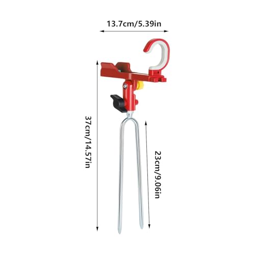 Fishing Rod Holder, Adjustable R-od Angle Support, 13.7x37cm, Rod Rack Spike, Ground Fishing Stand, Sturdy Rust Resistant Frame, for Shore, Beach, Dock, Kayak, Pontoon, and Surf F-ishing - color: Red