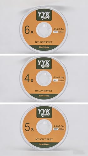 YYKBlueSky Fly Fishing Line Combo, 100ft WF5F Weight Forward Floating Fly Line, 55yds 20lbs Backing Line, 9ft Tapered Leaders 4X/5X/6X, 30m Nylon Tippet 4X/5X/6X Complete Kit