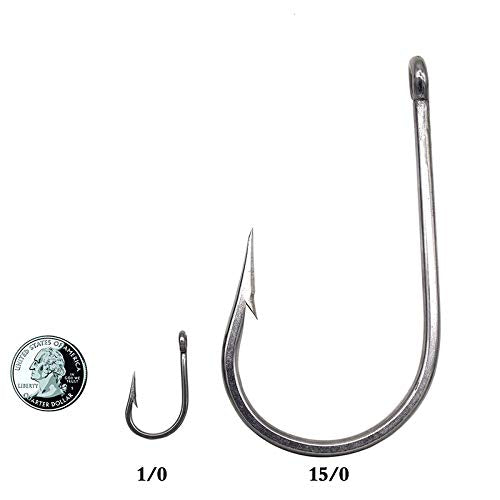 Saltwater Tuna Hooks– Stainless Steel Forged Ringed Extra Strong Big Game Fishing Hook for Giant Shark Salmon, Size 2/0-13/0 - size: 3/0#-10pcs