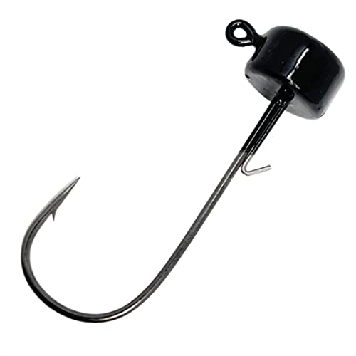 Reaction Tackle Mushroom Jig Heads for Ned Rig Finesse Bass Fishing, Stand-Up Design with Standard and EWG Hook Options (25-Pack) - color: Black, size: 1/4 Oz