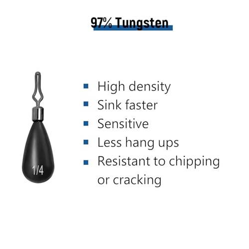 12Pcs Tungsten Drop Shot Weights Sinkers for Bass Fishing, Tungsten Dropshot Fishing Weights - color: no chip black - clip on - tear, size: 3/8 oz - 5pcs