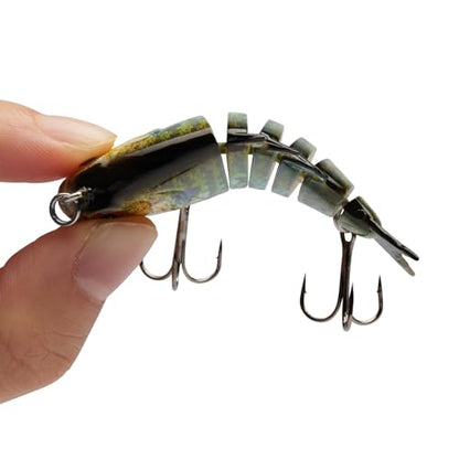 Bassdash SwimPanfish 0.34oz Hard Swimbaits Multi Jointed Topwater Trout Bass Fishing Crank Lure for Freshwater and Saltwater - color: Blue/Gold Pumpkinseed