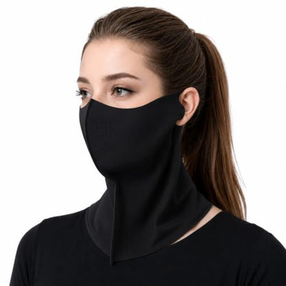 Ice Silk Sun Protection Face Mask for Women, Breathable Cooling Face Cover with Neck Coverage, Driving，Golf，Hiking - color: Black