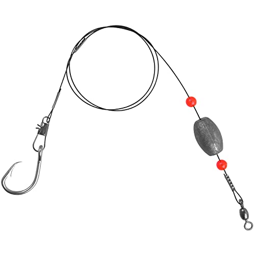 Saltwater Grouper Rigs Carolina & Bottom Surf Fishing Rigs with Egg Sinkers, Circle Hooks for Catfish Redfish Grouper Halibut Striper - size: 2oz Rig Kit