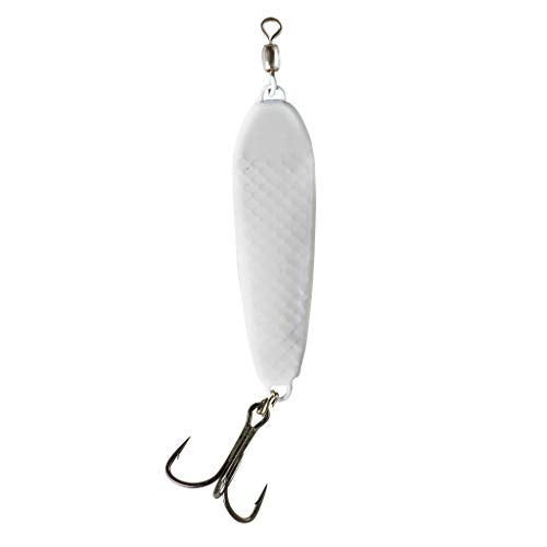 War Eagle Jigging Spoon Fishing Lure with Built-in Swivel and EWG Treble Hook - color: White, size: 1/2 oz