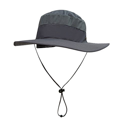 YR.Lover Outdoor UV Sun Protection Wide Brim Fishing Cap with Removable Flap - color: Dark Gray
