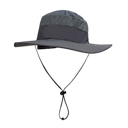 YR.Lover Outdoor UV Sun Protection Wide Brim Fishing Cap with Removable Flap - color: Dark Gray