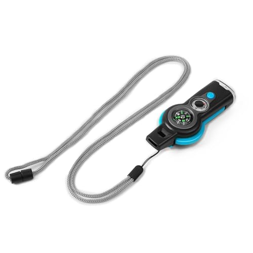 Emergency Survival Function Whistle, Outdoor Multifunctional Tool Safety Whistle with Lanyard, Ideal for Kayaking, Boating, Hiking, Camping, Climbing, Hunting, Fishing, Rescue Signaling - color: blue*black1pcs
