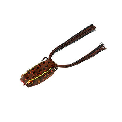 BOOYAH Poppin' Pad Crasher Topwater Bass Fishing Hollow Body Frog Lure with Weedless Hooks - color: Sunburn