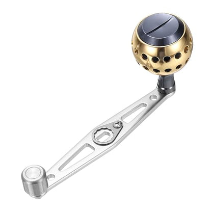 Baitcasting Power Handle, Metal Round Fishing Reel Rocker Handle Knob Replacement Parts - color: Silver/Champagne Gold