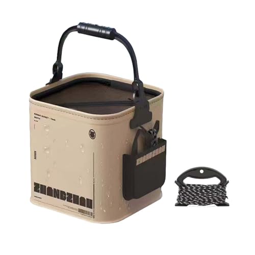 3.7 Gallon Collapsible Fishing Bucket - Live Bait Bucket w/Aerator Pocket | Heavy-duty EVA, 100% leakproof. Built-in aerator pocket & mesh lid. Perfect for live fish, kayak fishing, and camping. - size: 3.7 Gallon (14L)