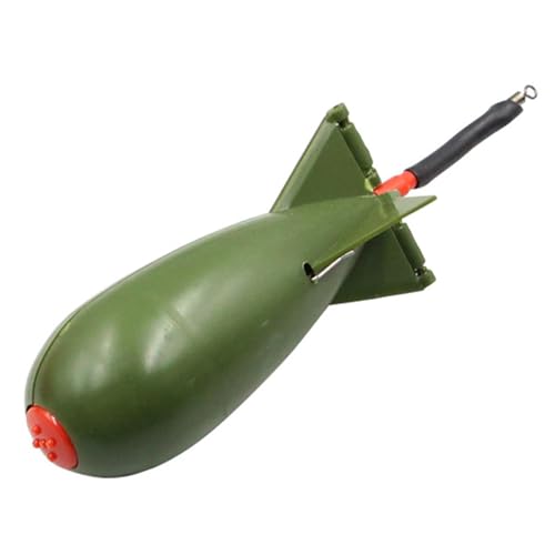 Fishing Bait Feeder | Carp Fishsing Feeder with Rocket Shape | Spod Bombs | Float Lure Bait Holder Container, Spomb Pellet Feeders for Fishing Accessories - color: Green