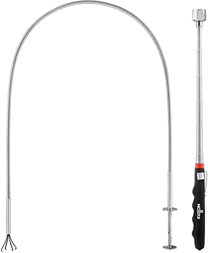 NoCry Premium Pick Up Tool Set — Includes a 36in Flexible Claw Grabber and a Telescoping Magnetic Pickup Stick with a 16lb Pull Force Magnet — Anti-Rust Zinc Coating - style: Set A - Claw and Pick-up Tool