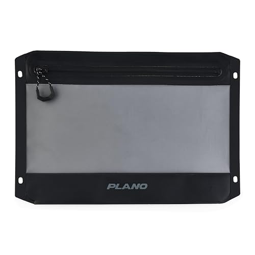 Plano StowAll Waterproof Zip Pouch, Large, Charcoal, IPX7 Rated Dry Storage with Clear Window, Expandable Base, and Carabiner Loops - style: Large Waterproof