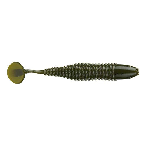 10-Pack Swimmer Fishing Bait, 3.5" Soft Plastic Paddle Tail Swimbait, Freshwater, Ice, or Saltwater Fishing Lures, Bass, Crappie, Walleye, or Trout Lures - color: Green Pumpkin