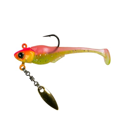 6th Sense – Pecos Underspin Crappie Fishing Lure Kit with 1/8 oz Jig Head and 2 in Swimbaits - color: Pro Chicken, style: Willow Blade