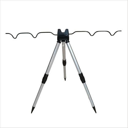 Fishing Rod Holder, Aluminum Alloy Tripod, Ground Bank Mounting, 16-21 Inch Telescopic Legs, Adjustable Height