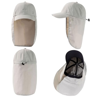 TOP-EX L/XL/XXL UV50+ Waterproof Neck Flap Baseball Sun Cap - color: Gray, size: X-Large