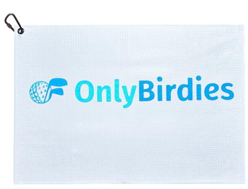 OnlyGolf Funny Microfiber Golf Towel – Large 14" x 20" Clip for Golf Bags Clubs Balls Perfect Golf Gag Gift Enthusiasts Waffle Men Premium Carabiner (White OnlyBirdies) - color: White Onlybirdies