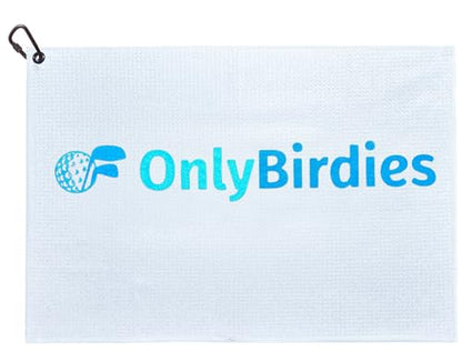 OnlyGolf Funny Microfiber Golf Towel – Large 14" x 20" Clip for Golf Bags Clubs Balls Perfect Golf Gag Gift Enthusiasts Waffle Men Premium Carabiner (White OnlyBirdies) - color: White Onlybirdies