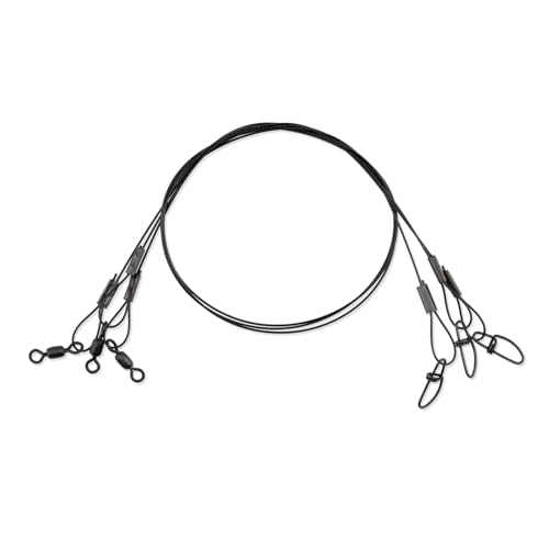 AFW Surflon Fishing Leaders – Black Nylon Coated Stainless Steel Wire, Swivel & Snap, 3 Pack, Variety Pack – Strong Leader Line for Catfishing & Toothy Game Fish - size: 20 lb, style: 12 Inch
