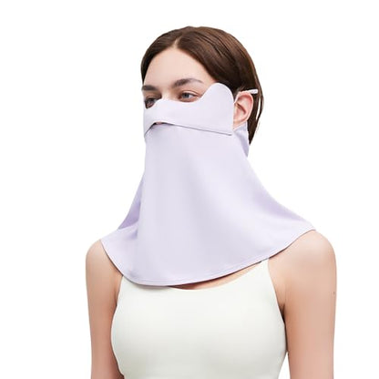 Sun UV Face Mask UPF 50+ Breathable Face Cover Scarf Cooling Neck Gaiter Outdoor Cycling Hiking SLF6M005T - color: Purple