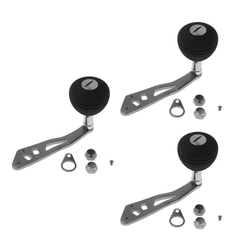 3 Pack Baitcasting Reel Handle Replacement - Power Handle with Non-Slip EVA Knob, Ambidextrous T-Type Fishing Reel Crank for Most Baitcaster Reels
