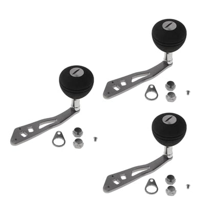 3 Pack Baitcasting Reel Handle Replacement - Power Handle with Non-Slip EVA Knob, Ambidextrous T-Type Fishing Reel Crank for Most Baitcaster Reels