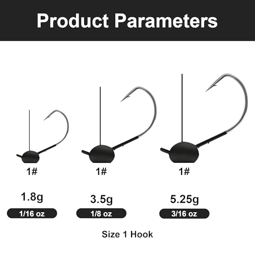 12Pcs Weedless Wacky Rig Hooks for Bass Fishing – Weighted Mushroom Jig Heads with Wide Gap Hook for Senko Worms & Soft Baits 1/16 1/8 3/16oz - size: 1/8oz (3.5g)-12Pack