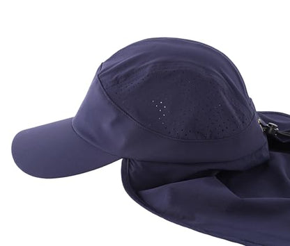 Connectyle Men's Sun Hat with Neck Flap Adjustable Breathable UPF 50+ Sun Protection Baseball Cap for Fishing Hiking Golfing - color: Navy Blue