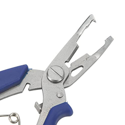 Fishing Pliers Multi Function Lure Pliers with Curved Mouth Stainless Steel Fishing Hook Remover and Line Cutting Scissors Braid Cutters for Outdoor Fishing Durable (Blue) - color: Blue