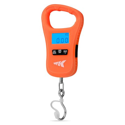 KastKing ToughTide Fishing Scale, USB Charging, 65lb Capacity, Ultra-Thin Digital Fish Scale, LCD Display, Ergonomic Handle, Fish Scales Digital Weight, Fishing Accessories for Men - color: B: Orange