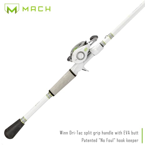 Lew's MACH 2 Spinning Reel and Fishing Rod Combo, IM8 Graphite Blank Fishing Rod, Right or Left-Hand Retrieve, Winn Dri-Tac Ultra Handle, Black/Green - size: 7'2"