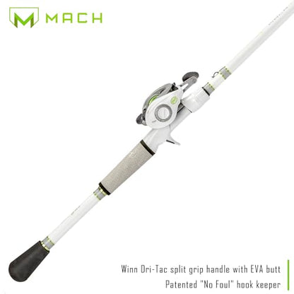 Lew's MACH 2 Spinning Reel and Fishing Rod Combo, IM8 Graphite Blank Fishing Rod, Right or Left-Hand Retrieve, Winn Dri-Tac Ultra Handle, Black/Green - size: 7'2"