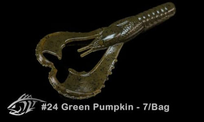 Lunker City Fishing Karate Craw 3" or 4" Soft Plastic Crawfish Bass Lure Open Claws Bait, 7 Per Bag, Made in The USA - color: #24 Green Pumpkin, size: 4"