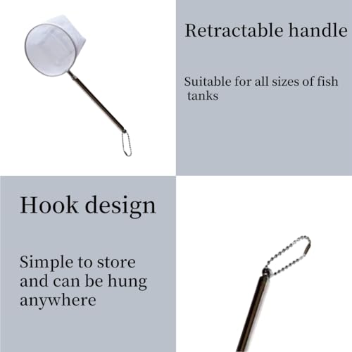Fish net for Fish Tank 2 Pieces of Aquarium with Handles Small net | fish tank accessories 4 inches / 3 inches Shrimp Tank Accessories,Suitable for small pets like little fish and shrimp