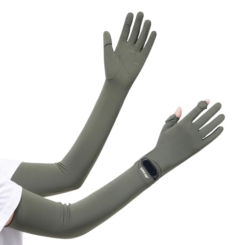 Full Finger UV Protection Gloves Driving Gloves Women, Breathable Touchscreen UPF Glove Sun Protection Glove - color: Green, size: One Size