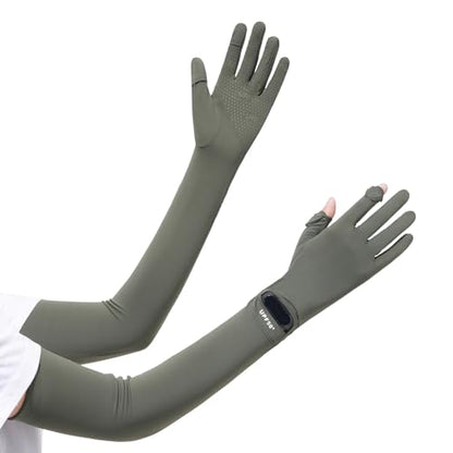 Full Finger UV Protection Gloves Driving Gloves Women, Breathable Touchscreen UPF Glove Sun Protection Glove - color: Green, size: One Size