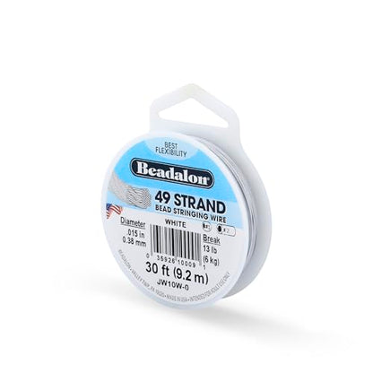 Beadalon 49 Strand Stainless Steel Bead Stringing Wire, .015 in / 0.38 mm, White, 30 ft / 9.2 m - color: White, style: .015 in / 0.38 mm, 30 ft / 9.2 m