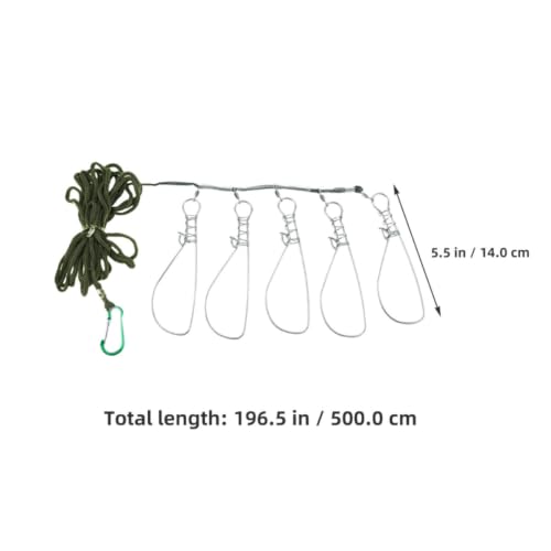 SHERCHPRY 3 Sets Stainless Steel Fish Stringer with 5lock Structure and Snap Hooks, Portable and Resistant to Saltwater Corrosion, for Bass Fishing and Individual Fishing Trips