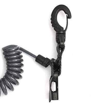Calissa Offshore Kayak & Spearfishing Stainless Steel Fish Stringer Clip + 36” Steel Core Lanyard+Speargun Spear Fishing Freedive Freediving Scuba Dive Diving Large Holder - style: Black - Xtra Heavy Duty