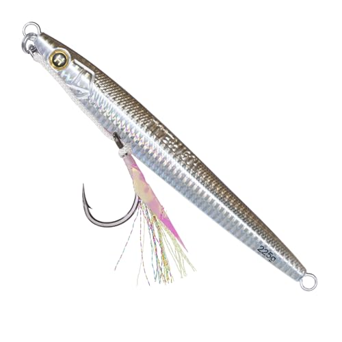 Hogy Big-Game Sand EEL Jig - Tuna Fishing Lure Knife-Style Deep Water Jig | Knife-style deep water jig with heavy-duty assist hooks for Tuna, Striped Bass, Groundfish & saltwater fishing. - color: Olive, size: 10/0 - 8.5oz