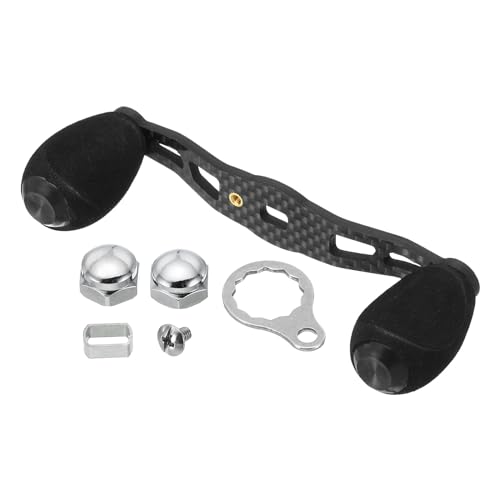 PATIKIL Fishing Reel Power Handle, Metal Baitcasting Reel Handle Rocker Replacement with EVA Knob Nuts Metal Frame for Rocker Arm Accessory, Black