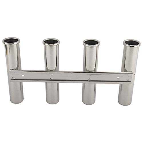 YaeMarine Fishing Rod Holder 316 Stainless Steel Fishing Rod Rack 3Tube/4Tube/5Tube/6Tube Mirror Finish for Marine Boat Yacht Camper - style: 4 Tube