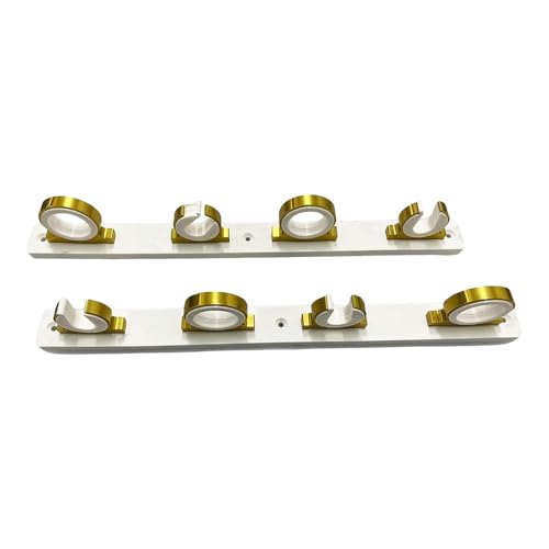 MARINE CITY 4-Rod Reel Fishing Rod Storage Hanger Rack with White Poly Board – Aluminum Gold Powder Coating, Ideal for Marines, Boats, Vans, and Cars (Pack of 1) - color: 4 Rod (Aluminum, Gold)