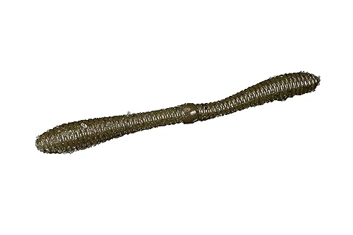 Lunker City Fishing 5" Spanky Worm 3 Pack Bundle Soft Plastic Bass Lure Wacky Rig Salted Jigging Stick Bait, 21 Total Lures, Made in The USA - color: 24 Green Pumpkin