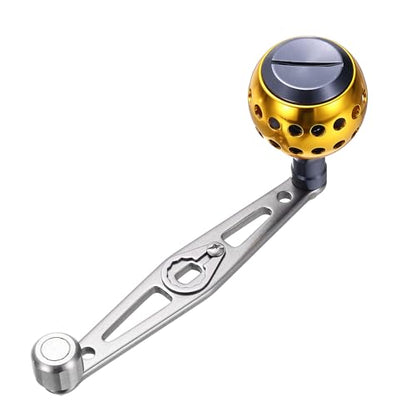 Baitcasting Power Handle, Metal Round Fishing Reel Rocker Handle Knob Replacement Parts - color: Silver/Gold