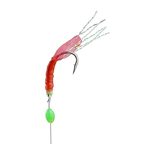 5/10/25/50/100 Packs Fishing Rigs 6 Hook/Set Red Skin Rubber Silk String Hook Fishing Lure Saltwater Freshwater Bait Rig Tackle 5#6#7#8#9#10# - size: #5 -50 Packs