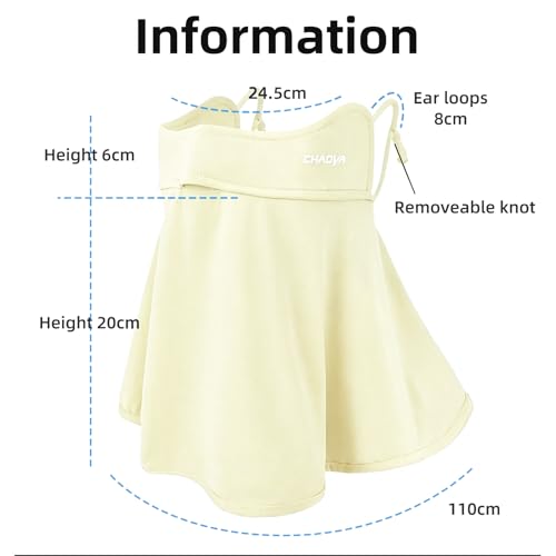 UPF 50+ Sun Protection Face Mask with Neck Coverage, UV Face Mask for Outdoor Activities, Unisex Breathable Sun Mask - style: Pale Yellow