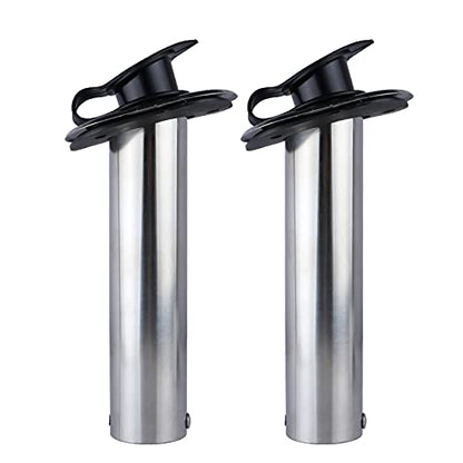 Hoffen 2Pcs Boat Stainless Steel Fishing Rod Holder Flush Mount 15/30/90 Degree with PVC Cap,Inner Tube and Gasket - style: 15 Degree